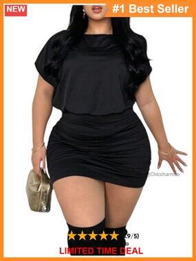 Plus Size Ruched Short Sleeve Bodycon Mini Summer Dress